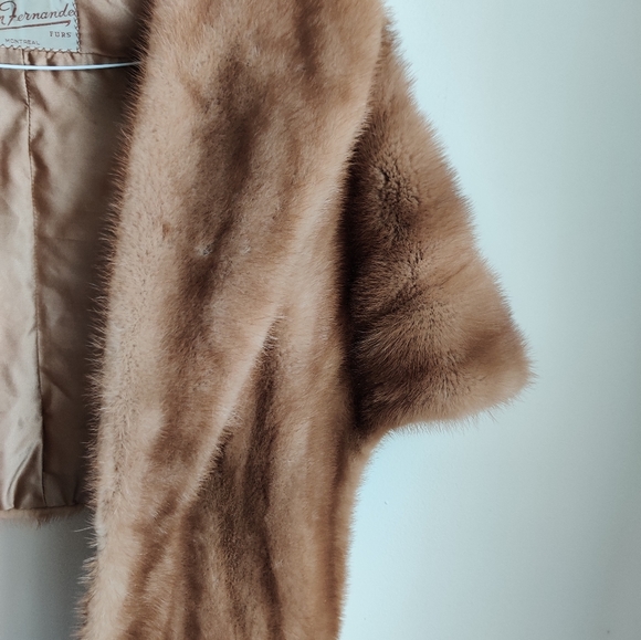 Vintage Genuine Mink Fur Stole Cape Blonde Sable by Salon Fernande Montreal - Picture 7 of 16